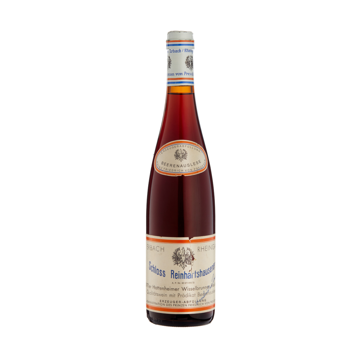 Hattenheimer Wisselbrunnen Schloss Reinhartshausen Riesling Beerenauslese mit eigenh. Signatur von Friedrich Prinz von Preußen (0,75 l)